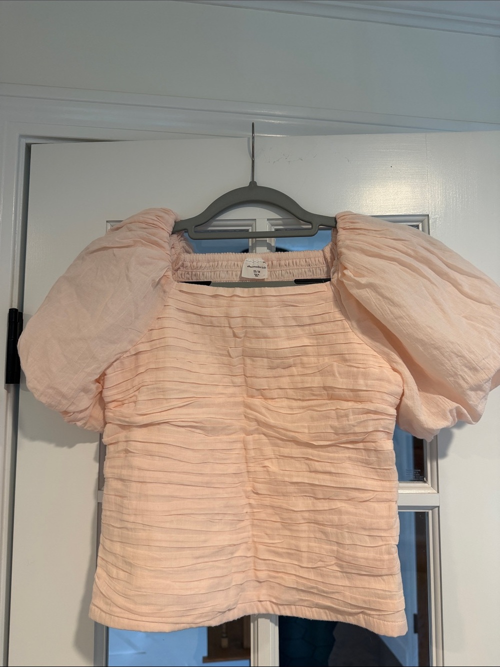 abercrombie kids Puff Sleeve Square Neck Top - Blush